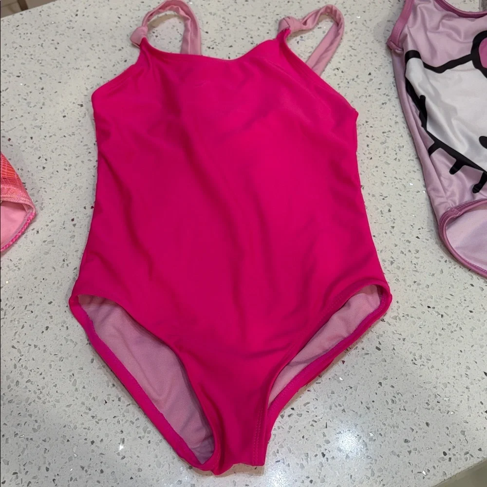 Girls Swimsuit Bundle Pink Platinum Sparkly Pink size 7/8